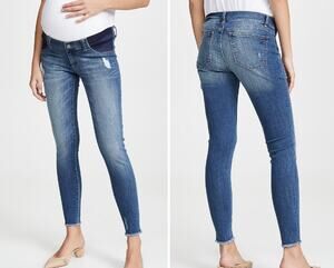 DL1961 Maternity Emma Power Skinny Jeans Size 26 Medium Wash Frayed Hem